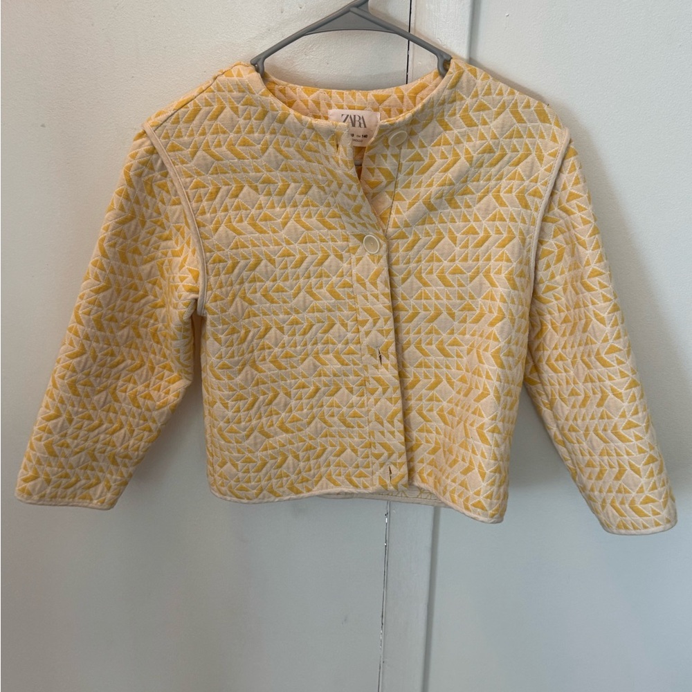 Zara Kids Light Yellow Patterned Puffer Jacket - Picture 2 of 5